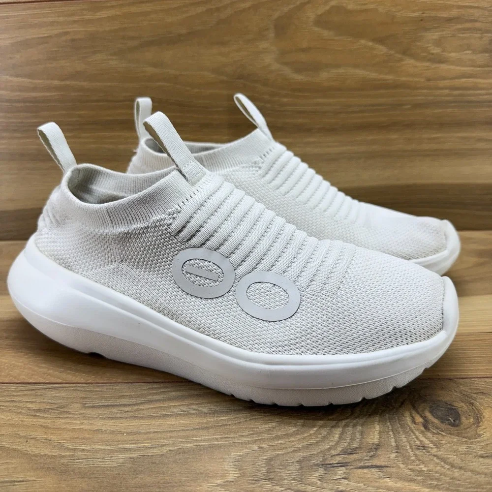 Oofos Oomy Zen Slip On Shoes Womens 8 EU 39 Chalk White Knit Recovery Sneakers